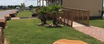 Park landscaping and walkway